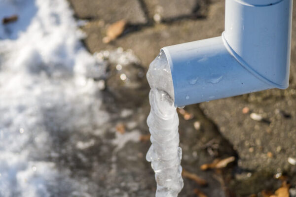 Image of a frozen pipe outdoors