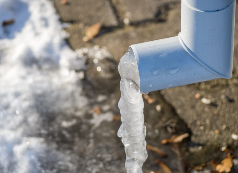 Image of a frozen pipe outdoors